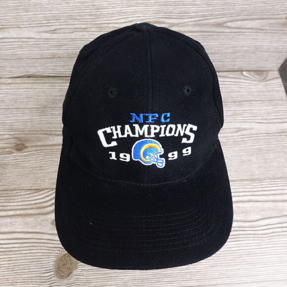 VINTAGE ST LOUIS RAMS NFC CHAMPIONS 1999 90s FOOTBALL HAT CAP BLACK - Picture 3 of 12